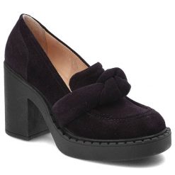 Fioletowe Półbuty Simen Skórzane Eleganckie Buty Na Obcasie. Fioletowe półbuty damskie Simen, bez wzorów, biznesowe, bez obcasa, na obcasie, bez zapięcia. Za 399.00 zł.