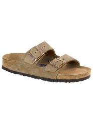 Klapki męskie Birkenstock Arizona Sfb. Brązowe klapki męskie Birkenstock, bez wzorów, z kauczuku, bez zapięcia. Za 773.50 zł.