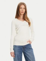 Guess Sweter W5YR24 Z2NQ2 Écru Regular Fit. Swetry nierozpinane damskie Guess, s, z aplikacjami, z wiskozy, bez kołnierzyka, bez ramiączek. Za 249.99 zł.