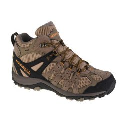 Buty trekkingowe męskie, Merrell Accentor 3 Mid WP. Brązowe buty zimowe męskie Merrell, bez wzorów, z gumy, bez obcasa, bez zapięcia. Za 818.00 zł.