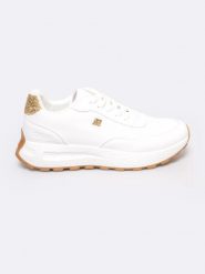 Sneakersy damskie ze skóry ekologicznej białe RR274490 101. Białe obuwie sportowe damskie BIG STAR, bez wzorów, ze skóry ekologicznej, bez zapięcia. Za 169.99 zł.