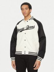 Guess Jeans Kurtka bomber M5GL32 WHAA2 Beżowy Regular Fit. Brązowe kurtki męskie Guess Jeans, m, z aplikacjami, z jeansu, bez kaptura. Za 439.99 zł.