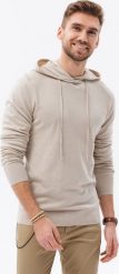 Ombre Męska bluza dzianinowa z kapturem - V5 beżowa B1532 XXL. Brązowe bluzy męskie Ombre, m, bez wzorów, z dzianiny, bez ramiączek, z kapturem. Za 39.99 zł.