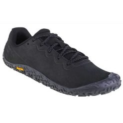 Męskie Buty Skórzane Vapor Glove 6. Czarne buty zimowe męskie Merrell, bez wzorów, bez obcasa, bez zapięcia. Za 710.99 zł.