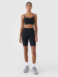 4F Legginsy kolarki treningowe damskie - czarne M. Czarne legginsy damskie 4F, m, bez wzorów, z dzianiny, z podwyższonym stanem, krótkie, na fitness i siłownię. Za 99.99 zł.