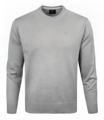 Klasyczny Wełniany Sweter, Okrągły Dekolt (U-Neck) - Pako Jeans - Popielaty. Szare swetry męskie Pako Jeans, m, bez wzorów, z jeansu, biznesowe, bez kołnierzyka, bez ramiączek. Za 169.00 zł.