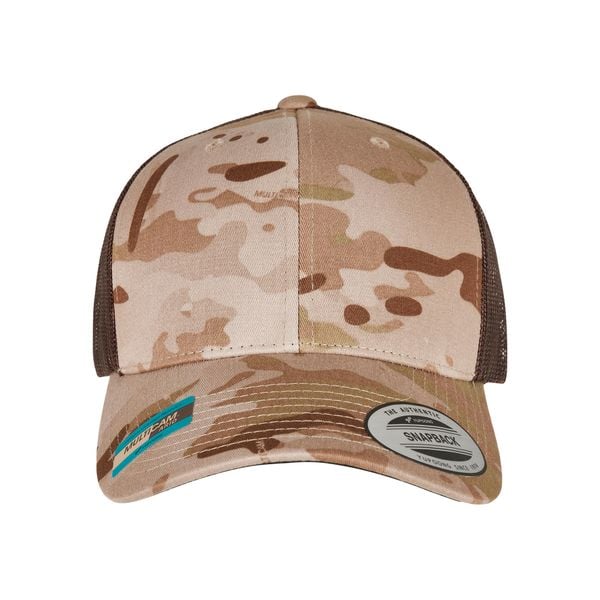 Czapka Flexfit retro multicam. Brązowe czapki damskie FLEXFIT, bez wzorów, z bawełny, retro. Za 75.90 zł.