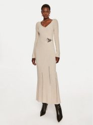 TWINSET Sukienka dzianinowa 242TP3440 Beżowy Slim Fit. Brązowe sukienki damskie Twinset, m, bez wzorów, z dzianiny, bez kołnierzyka, bez ramiączek. Za 729.00 zł.