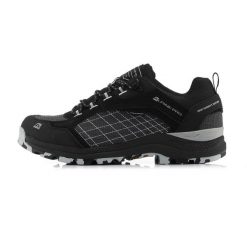 Buty trekkingowe niskie unisex Alpine Pro Lopre Vibram. Czarne buty zimowe męskie Alpine Pro, bez wzorów, ze skóry, bez obcasa, bez zapięcia. W wyprzedaży za 399.00 zł.