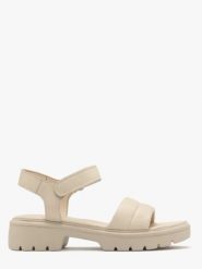 Kremowe sandały zapinane na rzepy. Brązowe sandały damskie Ryłko, bez wzorów, ze skóry, bez obcasa, bez zapięcia. W wyprzedaży za 149.99 zł.