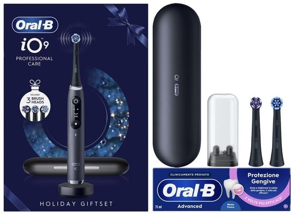 Szczoteczka Oral-B iO 9 Black electric toothbrush, Holiday Giftset. Czarne szczoteczki elektryczne Oral-B. Za 851.84 zł.