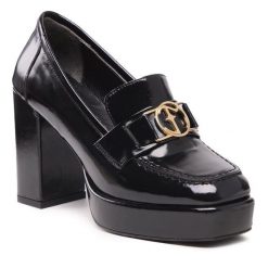 Półbuty Eva Minge. Czarne półbuty damskie Eva Minge, bez wzorów, bez obcasa, na obcasie, bez zapięcia. Za 329.99 zł.