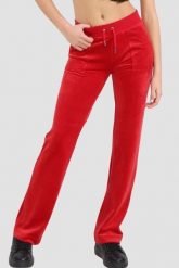 JUICY COUTURE Czerwone damskie spodnie welurowe Del Ray Pocket Pant, Rozmiar M. Czerwone spodnie dresowe damskie Juicy Couture, bez wzorów, z dresówki. W wyprzedaży za 289.99 zł.