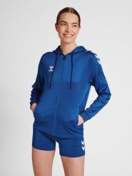 Bluza fitness damska Hummel hmlCore. Niebieskie bluzy damskie Hummel, na wiosnę, s, bez wzorów, z elastanu, klasyczne, bez ramiączek, z kapturem. Za 238.00 zł.