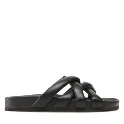Klapki JENNY. Czarne klapki damskie Jenny, bez wzorów, bez obcasa, bez zapięcia. Za 119.99 zł.