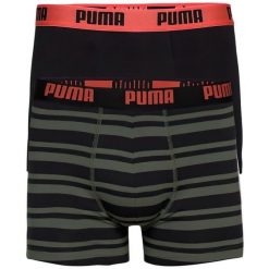 Bokserki męskie Puma Heritage Stripe 2-pack Army Green S. Brązowe bokserki męskie Puma, bez wzorów, z bawełny. Za 157.99 zł.