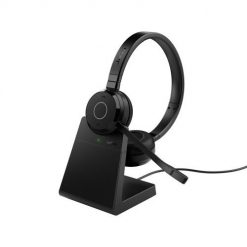 Jabra Evolve 65 TE Zestaw słuchawkowy Przewodowy i Bezprzewodowy Opaska na głowę Biuro/centrum telefoniczne USB Typu-A Bluetooth Podstawka do ładowani. Słuchawki bezprzewodowe JABRA. Za 976.99 zł.