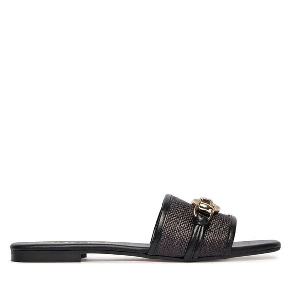 Klapki Just Cavalli. Czarne klapki damskie Just Cavalli, bez wzorów, bez obcasa, bez zapięcia. Za 449.99 zł.