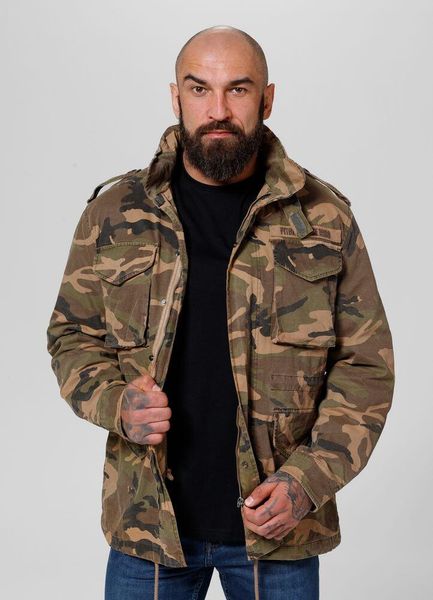 Kurtka przejściowa męska Pitbull M65. Brązowe kurtki męskie PITBULL, m, z aplikacjami, z bawełny, militarne, bez kaptura. Za 379.00 zł.