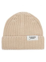 Tommy Hilfiger Czapka Script AW0AW18972 Kremowy. Białe czapki damskie Tommy Hilfiger, na zimę, bez wzorów, z bawełny. Za 189.99 zł.