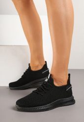 Czarne Buty Sportowe Sneakersy z Elastyczną Cholewką Lalissas. Czarne obuwie sportowe damskie Born2be, bez wzorów, z jeansu, bez zapięcia. Za 44.99 zł.