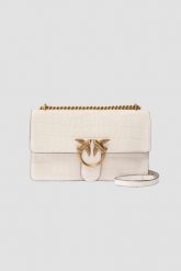 PINKO Biała damska kopertówka Love One Mini DC Cocco Nabuccato. Białe torebki do ręki damskie Pinko, bez wzorów, z tłoczeniem, bez dodatków. W wyprzedaży za 1,169.99 zł.