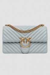 PINKO Błękitna torebka Love One Classic. Niebieskie listonoszki damskie Pinko, bez wzorów, ze skóry, bez dodatków. W wyprzedaży za 1,359.99 zł.