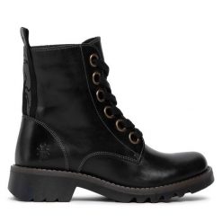 Botki Fly London. Czarne botki damskie Fly London, bez wzorów, bez obcasa, na płaskiej podeszwie, bez zapięcia. Za 739.99 zł.