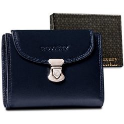 Portfel skórzany Rovicky R-RD-39-GCL Navy granatowy. Niebieskie portfele damskie ROVICKY, ze skóry. Za 79.00 zł.