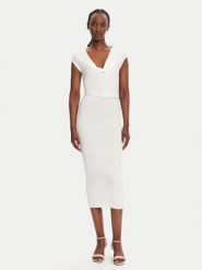 Liu Jo Sukienka dzianinowa WA5365 MS55N Biały Slim Fit. Białe sukienki damskie Liu Jo, s, bez wzorów, z dzianiny, bez kołnierzyka, bez ramiączek. Za 539.99 zł.