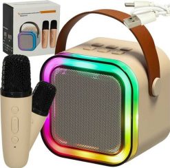 Zestaw do karaoke 2 mikrofony + głośnik przenośny BLUETOOTH USB LED beżowy Kik sp. z o.o. sp. k. Brązowe głośniki przenośne LEXIBOOK. Za 121.03 zł.