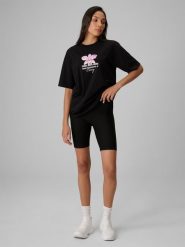 4F Legginsy kolarki z prążkowanej dzianiny damskie - czarne S. Czarne legginsy damskie 4F, bez wzorów, z dzianiny. Za 79.99 zł.