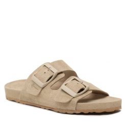 Klapki Manebi. Brązowe klapki damskie Manebi, bez wzorów, bez obcasa, bez zapięcia. Za 749.99 zł.