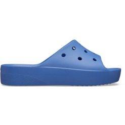 Klapki plażowe damskie Crocs Classic Platform Slide. Niebieskie klapki damskie Crocs, bez wzorów, sportowe, bez obcasa, bez zapięcia. Za 191.45 zł.