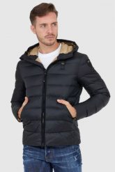 BLAUER Czarna puchowa kurtka męska z kapturem. Czarne kurtki męskie Blauer USA, m, bez wzorów, z puchu, z kapturem. W wyprzedaży za 819.99 zł.