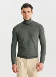 PAKO LORENTE - Golf męski w zielonym kolorze. Zielone swetry męskie Pako Lorente, na jesień, m, bez wzorów, z nylonu, bez kołnierzyka, bez ramiączek. Za 119.99 zł.