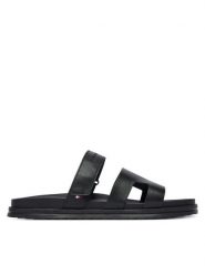 Tommy Hilfiger Klapki Adjustable Premium Lth Sandal FM0FM05773 Czarny. Czarne klapki męskie Tommy Hilfiger, bez wzorów, ze skóry, bez zapięcia. Za 409.99 zł.