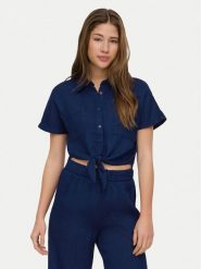 ONLY Koszula Leoni 15367290 Granatowy Regular Fit. Niebieskie koszule damskie ONLY, xl, bez wzorów, z bawełny, bez kołnierzyka, bez ramiączek. Za 129.99 zł.