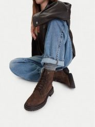 G-Star Raw Trzewiki CEO-WI16-BELLA-01 Brązowy ciemny. Brązowe botki damskie G-Star, bez wzorów, ze skóry, retro, bez obcasa, na płaskiej podeszwie, bez zapięcia. Za 379.99 zł.