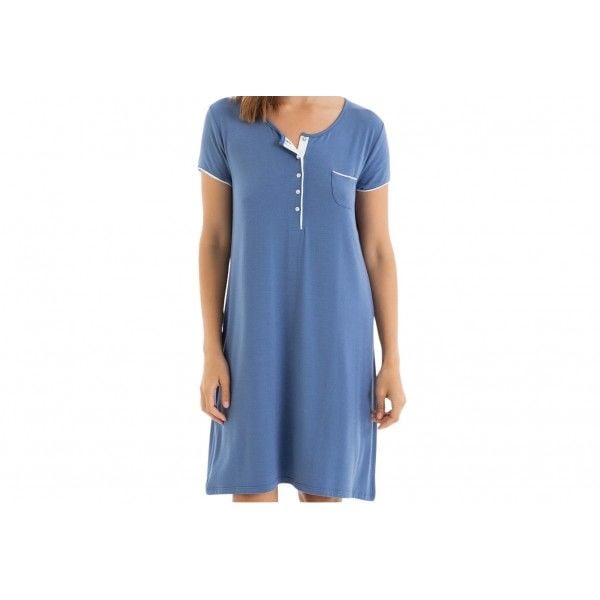 Koszula nocna damska rozm. M Bamboo Blue T04 L257251. Niebieskie szlafroki damskie Massana Homewear, l, bez wzorów, z tkaniny, bez ramiączek, bez kaptura. Za 238.00 zł.