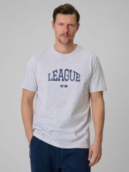 4F T-shirt regular z nadrukiem męski - szary XXL. Szare t-shirty męskie 4F, m, bez wzorów, z bawełny, bez kołnierzyka, bez ramiączek. Za 59.99 zł.