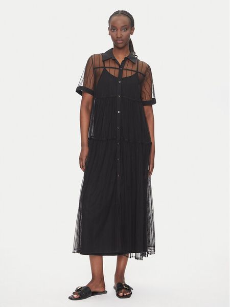 LOLA CASADEMUNT Sukienka codzienna LS2516018 Czarny Regular Fit. Czarne sukienki damskie LOLA CASADEMUNT, na co dzień, s, bez wzorów, z syntetyku, bez kołnierzyka, bez ramiączek, proste. Za 339.99 zł.