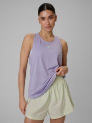 4F Top loose treningowy szybkoschnący damski - fioletowy S. Fioletowe topy damskie 4F, s, bez wzorów, z tkaniny, bez kołnierzyka, bez ramiączek. Za 99.99 zł.