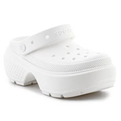 Klapki Crocs Stomp Clog 209347-0WV białe. Białe klapki damskie na lato, bez wzorów, casualowe, bez obcasa, bez zapięcia. Za 435.61 zł.