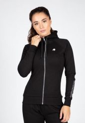 Marion Bluza z kapturem zapinana na suwak - Czarny. Czarne bluzy damskie GORILLA WEAR, xs, bez wzorów, z bawełny, bez ramiączek, z kapturem. Za 224.00 zł.