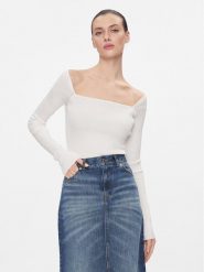 MAX&Co. Bluzka Tolone Biały Slim Fit. Białe bluzki damskie MAX&Co., xl, bez wzorów, z syntetyku, bez kołnierzyka, bez ramiączek. Za 719.99 zł.