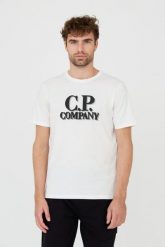 C.P. COMPANY Biały męski t-shirt Short Sleeve, Rozmiar M. Białe t-shirty męskie C.P. Company, m, bez wzorów, bez kołnierzyka, bez ramiączek. W wyprzedaży za 349.99 zł.
