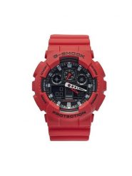 G-Shock Zegarek GA-100B-4AER Czerwony. Czerwone zegarki męskie G-Shock, bez wzorów, z syntetyku. Za 499.99 zł.