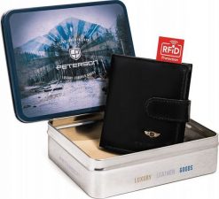 Peterson Skórzany portfel męski na zatrzask z systemem RFID Peterson NoSize. Portfele męskie Peterson, bez wzorów. Za 99.00 zł.