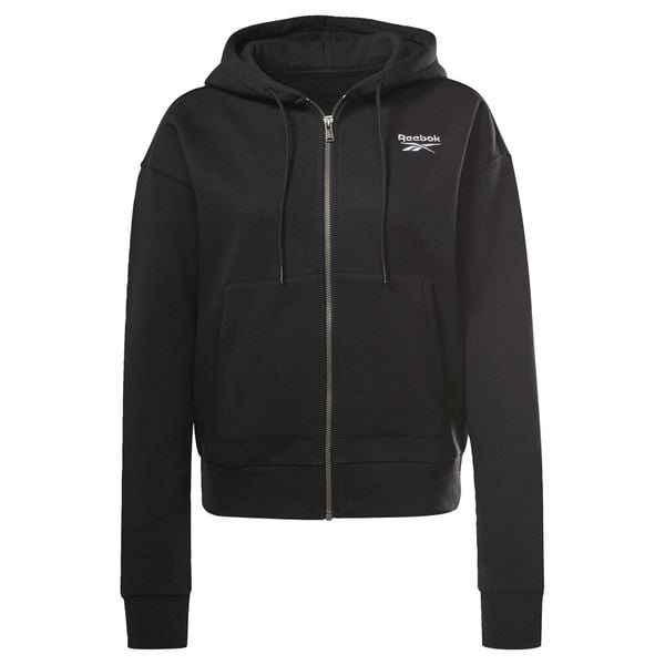 Bluza na co dzień damska REEBOK na zamek z kapturem. Czarne bluzy damskie Reebok, s, bez wzorów, bez ramiączek, z kapturem. Za 185.00 zł.
